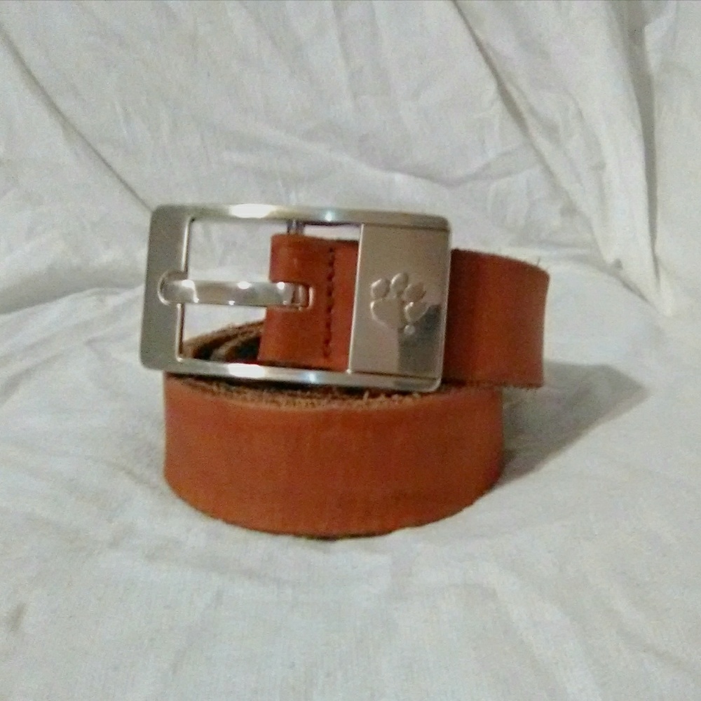 Clemson tigers logo buckle belt leather size 32